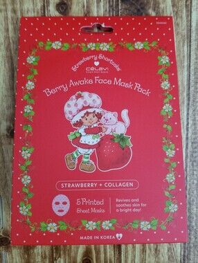Celavi x Strawberry Shortcake "Berry Awake" face Sheet mask Pack Collagen